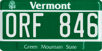 VT license plate ORF846
