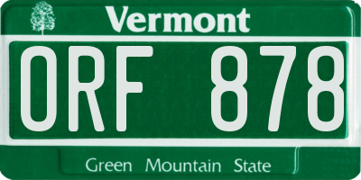 VT license plate ORF878