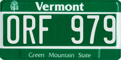 VT license plate ORF979
