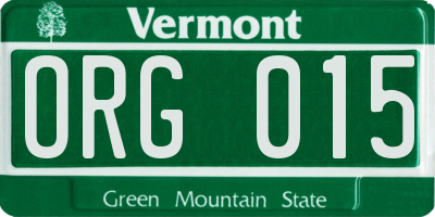 VT license plate ORG015
