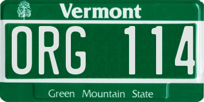 VT license plate ORG114