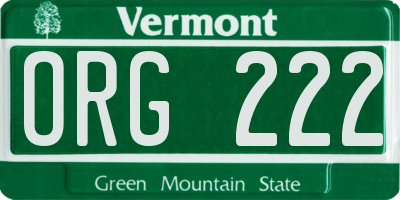 VT license plate ORG222