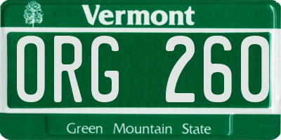 VT license plate ORG260