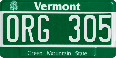 VT license plate ORG305