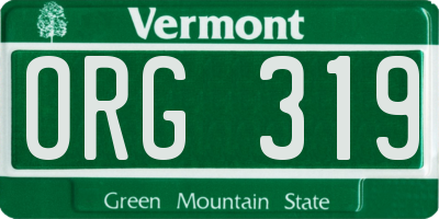 VT license plate ORG319
