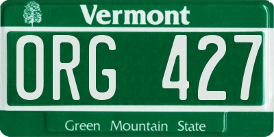 VT license plate ORG427
