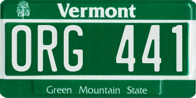 VT license plate ORG441