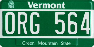 VT license plate ORG564