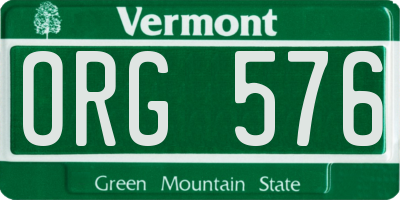 VT license plate ORG576