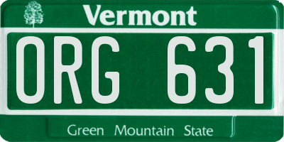 VT license plate ORG631