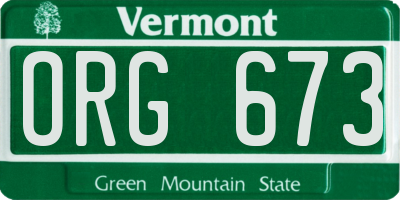 VT license plate ORG673