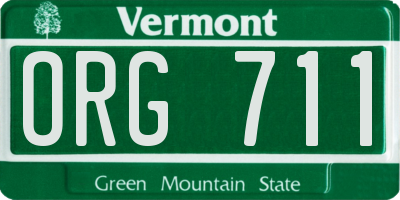 VT license plate ORG711