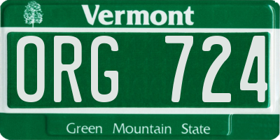 VT license plate ORG724