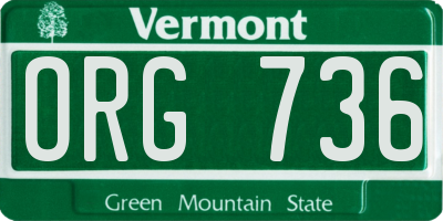 VT license plate ORG736