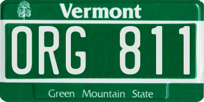 VT license plate ORG811