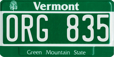 VT license plate ORG835