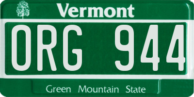 VT license plate ORG944