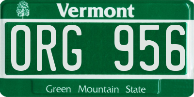 VT license plate ORG956