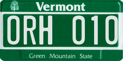 VT license plate ORH010