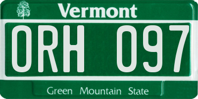 VT license plate ORH097