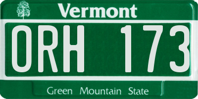VT license plate ORH173