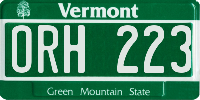 VT license plate ORH223