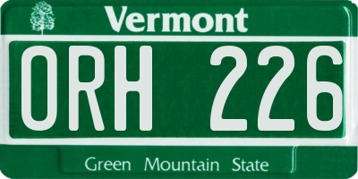 VT license plate ORH226
