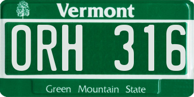 VT license plate ORH316