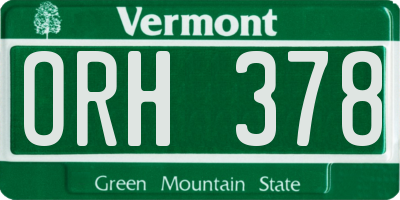 VT license plate ORH378