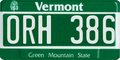 VT license plate ORH386