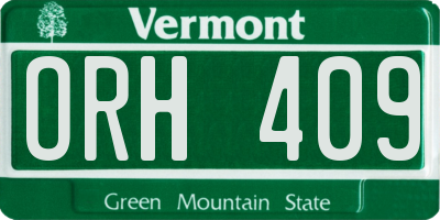 VT license plate ORH409