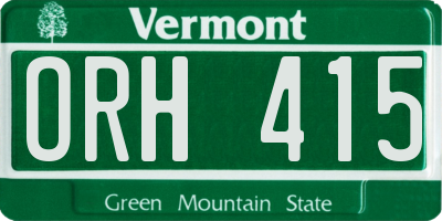 VT license plate ORH415