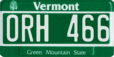 VT license plate ORH466