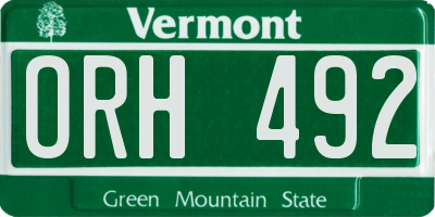 VT license plate ORH492