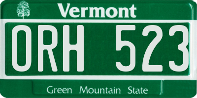 VT license plate ORH523