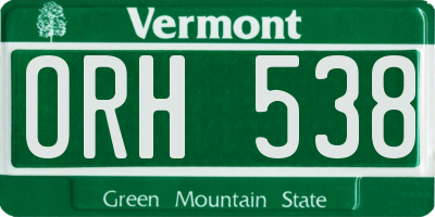 VT license plate ORH538
