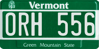 VT license plate ORH556