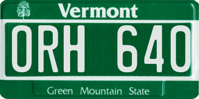 VT license plate ORH640