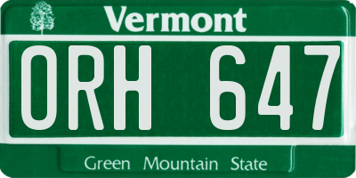 VT license plate ORH647