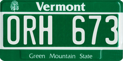 VT license plate ORH673