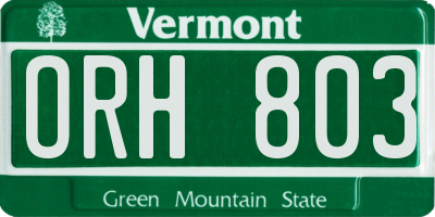 VT license plate ORH803
