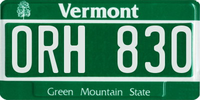 VT license plate ORH830