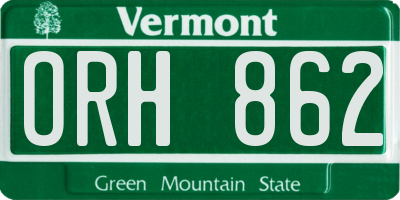 VT license plate ORH862