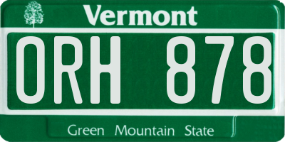 VT license plate ORH878