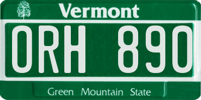 VT license plate ORH890