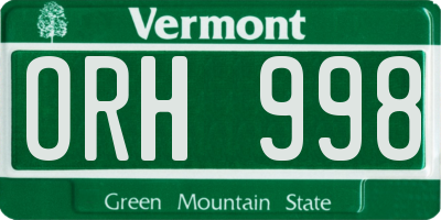 VT license plate ORH998