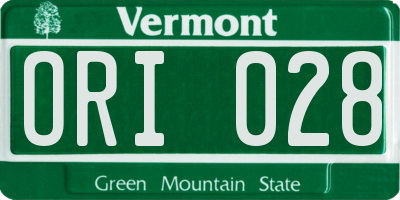 VT license plate ORI028
