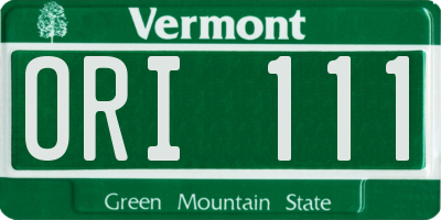 VT license plate ORI111