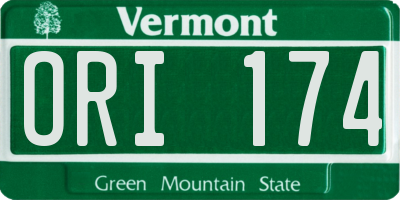 VT license plate ORI174