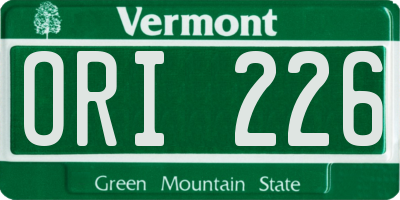 VT license plate ORI226